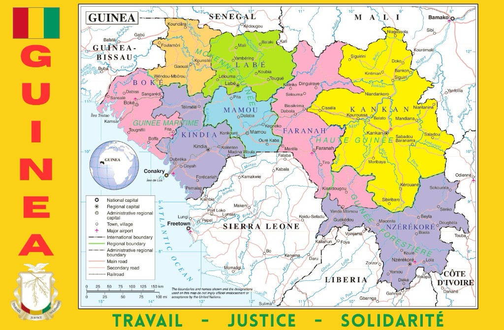 Carte simplifiee de la Republique de Guinee